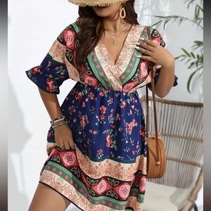 Plus size Boho dress, navy blue size 0XL